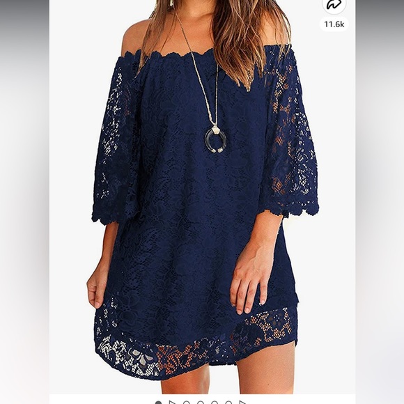 Amazon Dresses Amazon Navy Blue Off The Shoulders Dress Poshmark